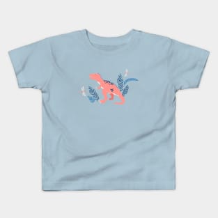 Jurassic Dinosaurs in Turquoise + Coral Kids T-Shirt